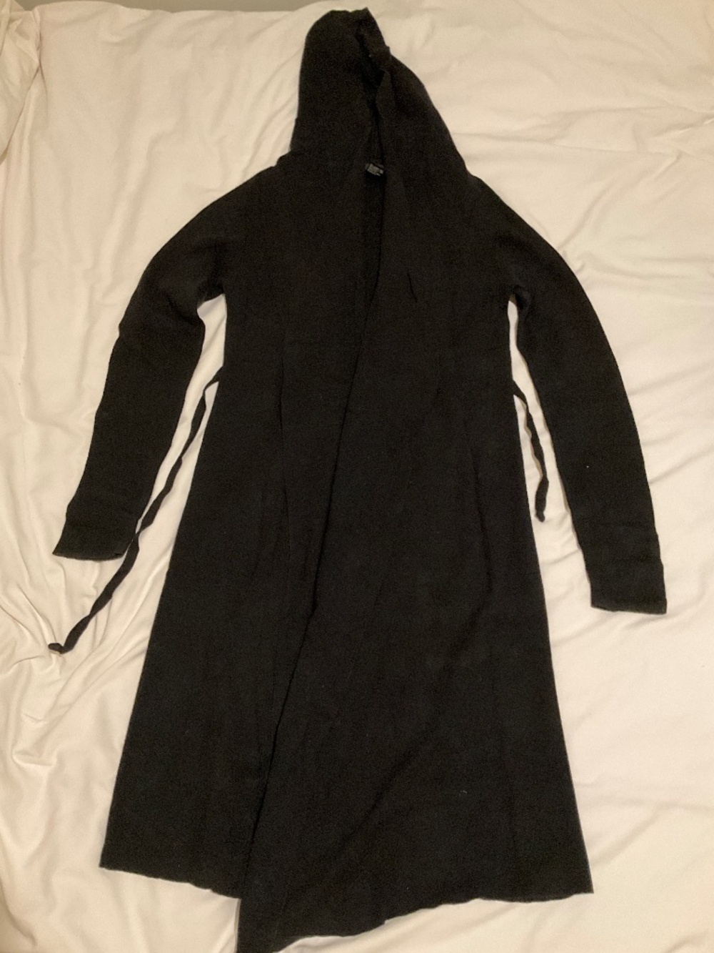 BEBE cotton wool size S hooded duster long cardigan black
